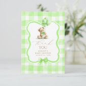 Nounours en peluche vert Gingham Merci (Debout devant)