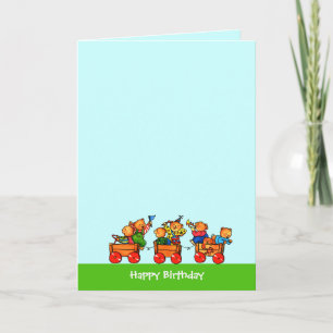 Nounours en voiture Soapbox - Carte Anniversaire