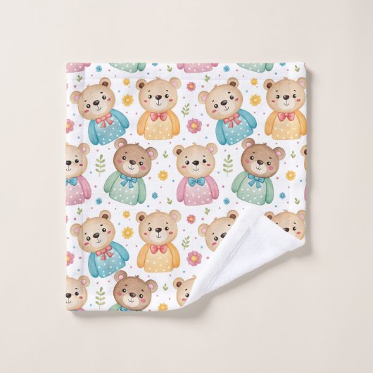 Nounours et fleurs (Gant de toilette)
