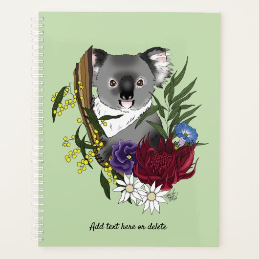 Nounours Koala Mignon Vert Flore Faune Australienn (Devant)