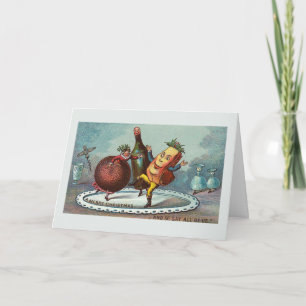"Nourriture de Noël de danse !" Carte vintage