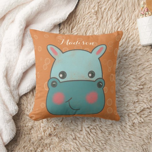 Nourriture Hippo mignonne oreiller à lancer (Couverture)