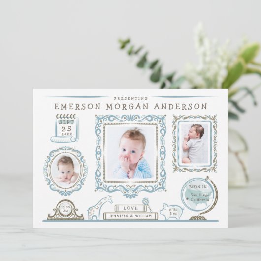 Nourriture murale Faire-part de naissance bébé (Debout devant)