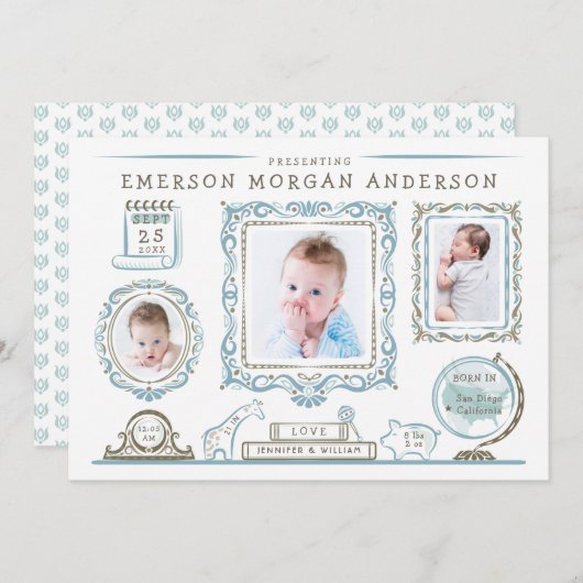 Nourriture murale Faire-part de naissance bébé (Devant / Derrière)