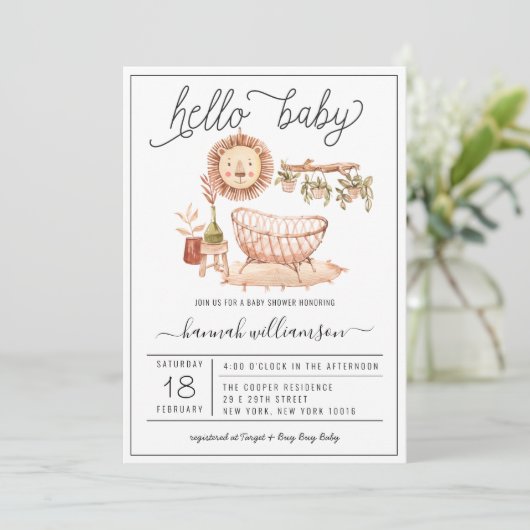 Nourriture Neutral Boho | Invitation Baby shower (Debout devant)