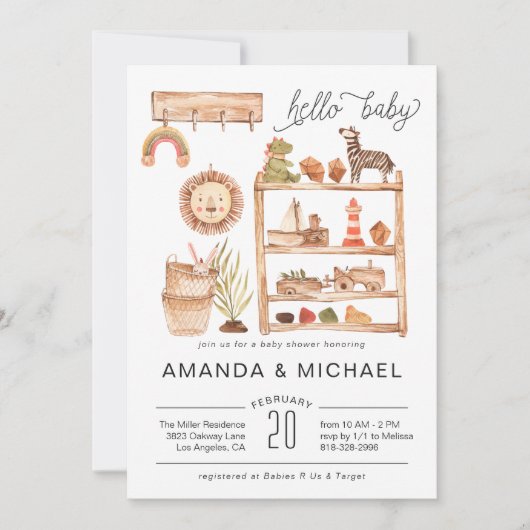 Nourriture Neutral Boho | Invitation Baby shower (Devant)