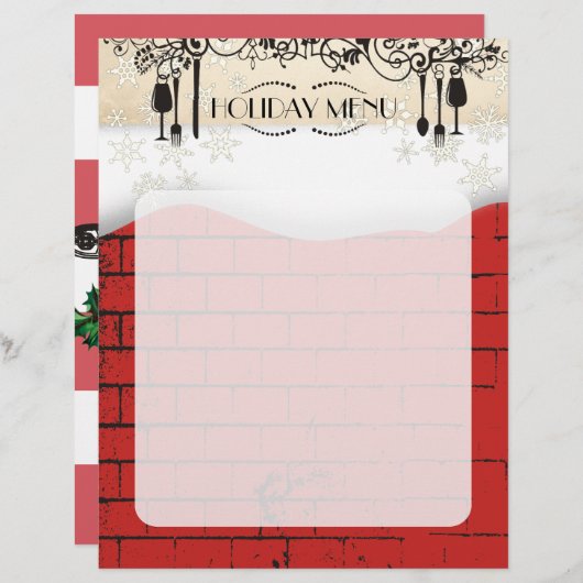 nourriture vin brique Noël menu de vacances en let (Devant / Derrière)
