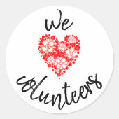 Nous aimons les autocollants bénévoles (Devant)