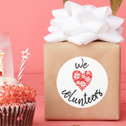 Nous aimons les autocollants bénévoles (Fête)