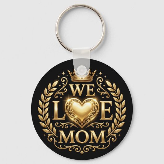 Nous aimons Maman porte-clés Noir & Or (Recto)