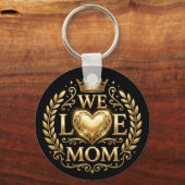 Nous aimons Maman porte-clés Noir & Or (Recto)