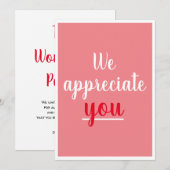  Nous apprécions votre beau geste Merci Rose (Devant / Derrière)