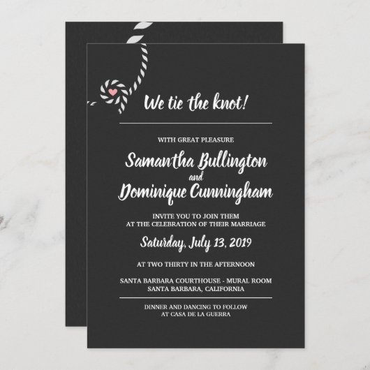 Nous attachons le faire-part de mariage de noeud (Devant / Derrière)