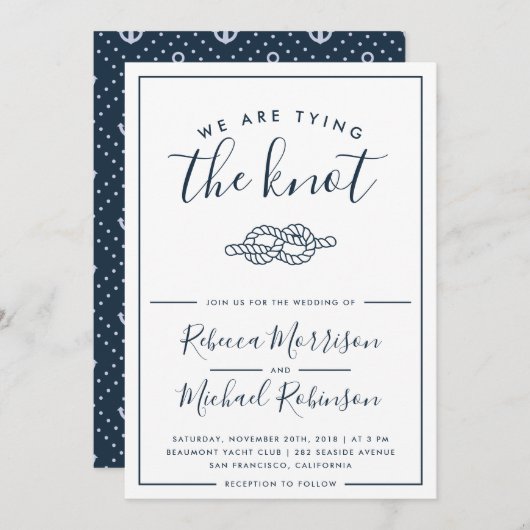 Nous attachons le faire-part de mariage nautique (Devant / Derrière)