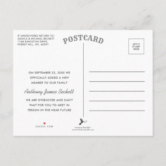 Nous avons adopté | Faire-part d'adoption (Dos)