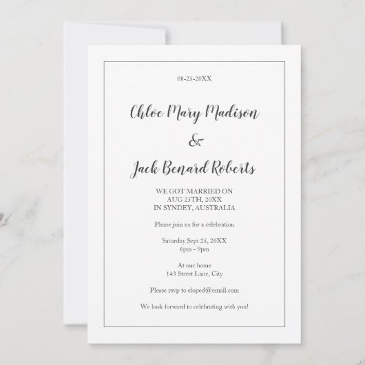 Nous avons adopté une Faire-part de mariage simple (Dos)