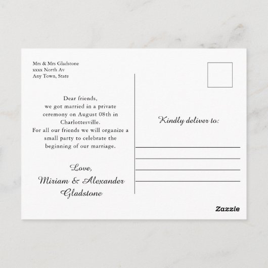 Nous avons choisi la carte postale faire-part Mari (Dos)