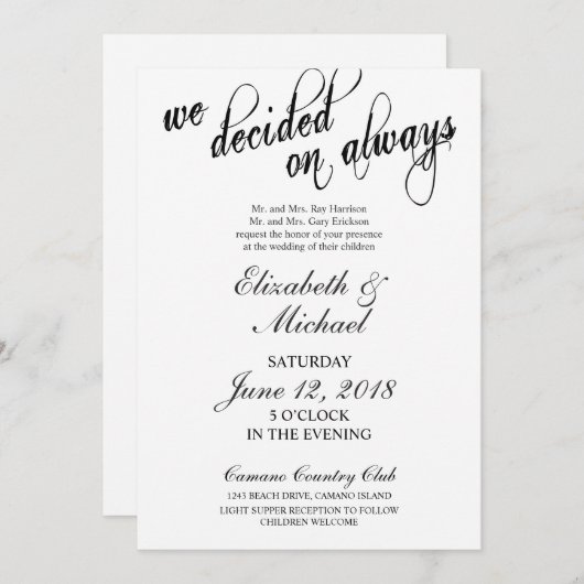 Nous Avons Décidé Sur Toujours Faire-part de maria (Devant / Derrière)
