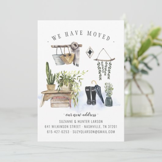 Nous Avons Déménagé Boho Intérieur Faire-part De D (Debout devant)