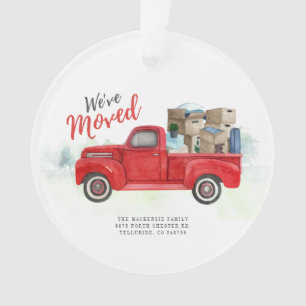 Nous avons déménagé Camion rouge à l'aquarelle Fêt