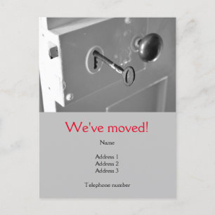 Nous avons Déménagé carte postale avec une vieille