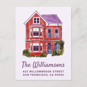 NOUS AVONS DÉMÉNAGÉ   Carte postale de l'aquarelle