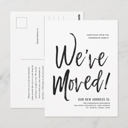 Nous avons déménagé | Carte postale Nouvelle adres (Devant / Derrière)