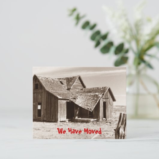 Nous avons déménagé Faire-part Sepia Old Homestead (Debout devant)