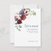 Nous avons déménagé Floral Bourgogne Faire-part de (Devant)