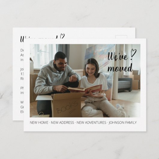 Nous avons déménagé Moving Faire-part Photo 1. Car (Devant / Derrière)