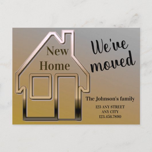 Nous avons déménagé, nouvelle maison, simple carte (Devant)