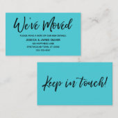 Nous avons déménagé une carte Turquoise d'écriture (Devant / Derrière)