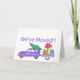Nous avons déménagé voiture et arbre carte de Noël