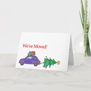 Nous avons déménagé voiture et arbre carte de Noël