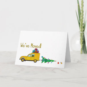 Nous avons déménagé voiture et arbre carte de Noël
