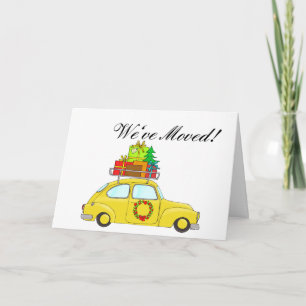 Nous avons déménagé voiture et arbre carte de Noël