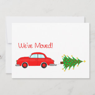 Nous avons déménagé voiture et arbre carte de Noël