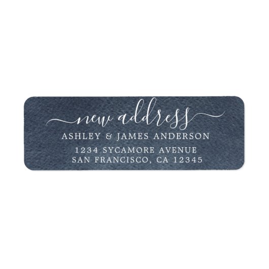 Nous avons déplacé Dark Blue New Address étiquette (Devant)