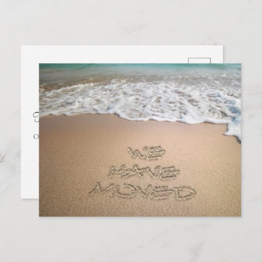 Nous avons Déplacé Faire-part Beach Sand écriture (Devant / Derrière)