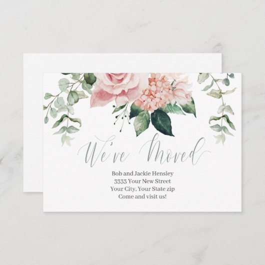 Nous avons déplacé Faire-part de script rose vert  (Devant / Derrière)