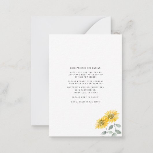 Nous avons déplacé Faire-part de tournesol (Dos)