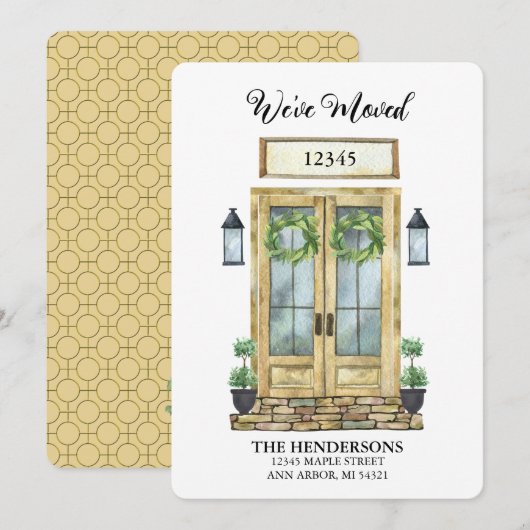 Nous avons déplacé la porte d'aquarelle Faire-part (Devant / Derrière)