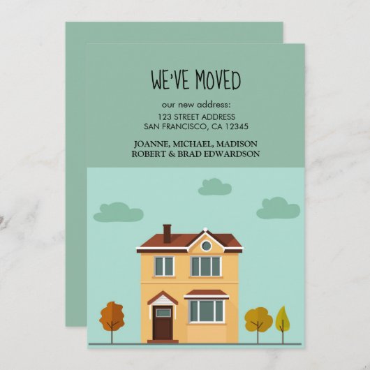 Nous avons déplacé New Home faire-part mobile (Devant / Derrière)