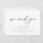 Nous Avons Dit Oui Mariage Fiançailles Carte Faire (Devant)