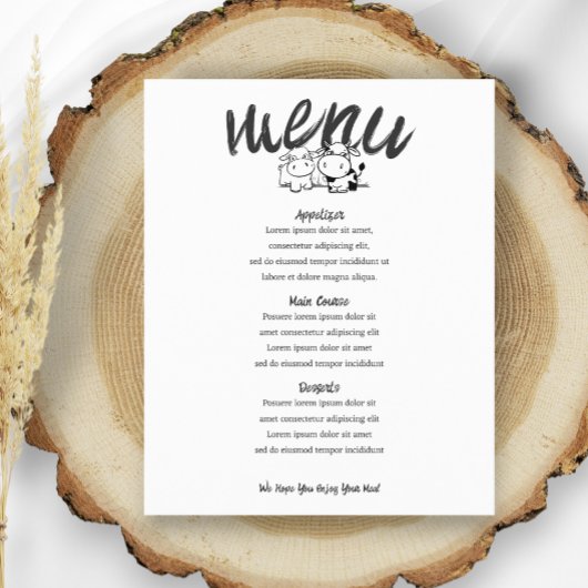 Nous Avons Dit Que I Moo Personnalisé Vache Menu M