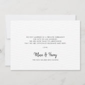 Nous avons elopé Élégant carte photo de calligraph (Dos)