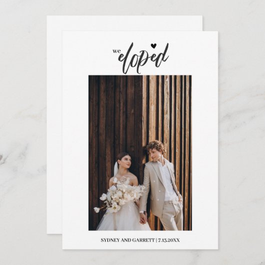 Nous Avons Elopé Élégant Faire-part de mariage (Devant / Derrière)