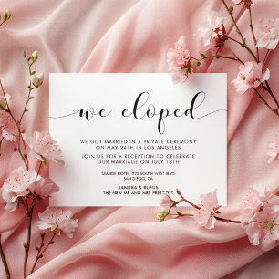 Nous avons elopé Elegant noir & blanc faire-part