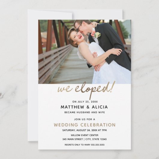 Nous avons Elopé Faire-part Mariage et réception (Devant)