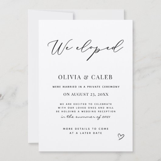 Nous avons Elopé le Faire-part Mariage (Devant)